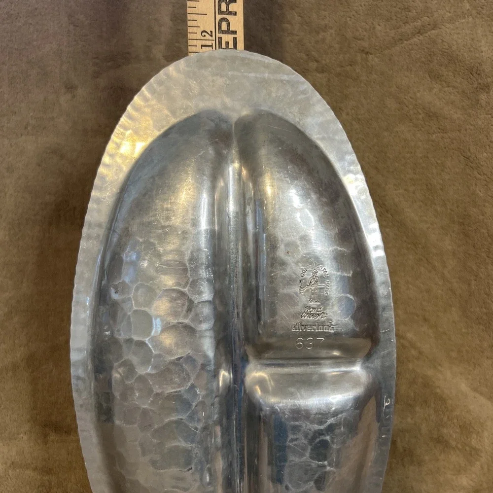 Vintage Trade Continental Mark Silverlook Hand Wrought Aluminum Divided Tray 637